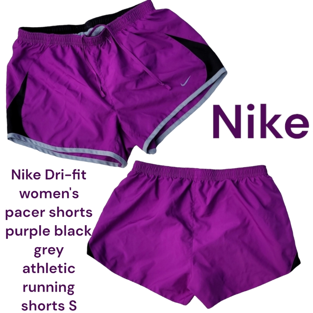 Nike Women's dri-fit pacer shorts purple grey built-in liner running shorts S